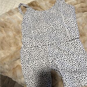 Astoria Activewear Black Speckle Print White Bike Shorts and Bra Set